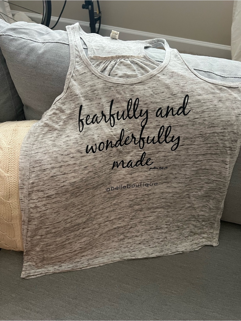 Bella Canvas Gray Graphic Tank Top - Black Script